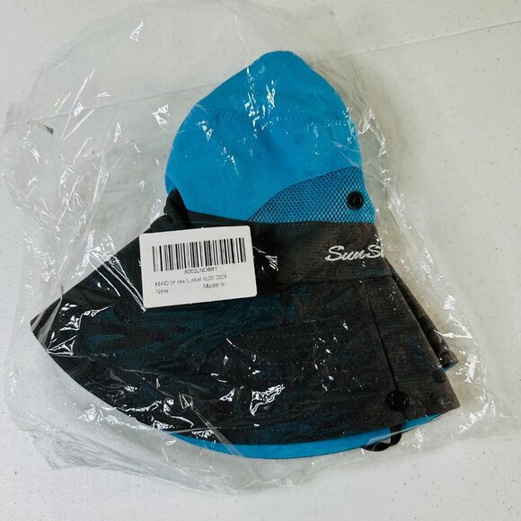 SunShade Womens Wide Brim Blue Foldable Bucket Hat Sun Hat With Ponytail Hole - Picture 4 of 8